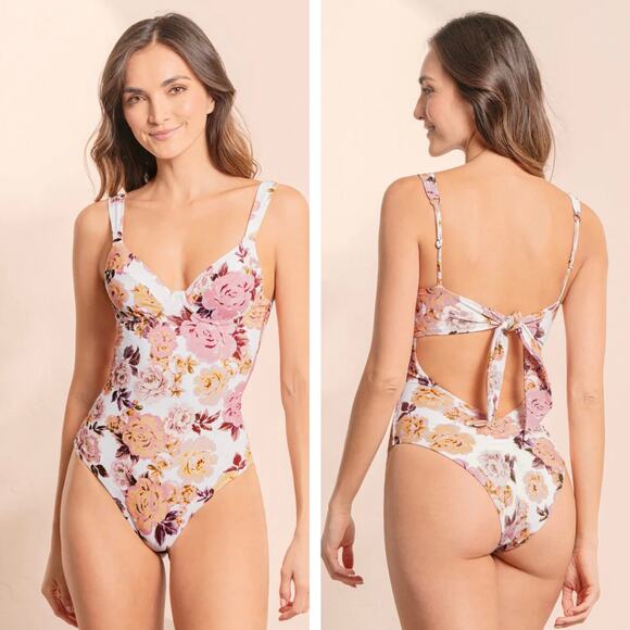 Maaji Afrodita Danish Classic One Piece Size Medium Pink White Brown Burgundy - Picture 1 of 14